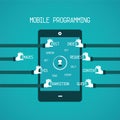 Mobile programming vector concept in flat style