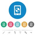 Mobile protection flat round icons