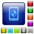 Mobile protection color square buttons