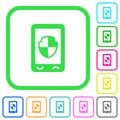 Mobile protection vivid colored flat icons Royalty Free Stock Photo