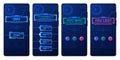 Mobile quiz app. Trivia phone interface questionnaire game template, quizzing modern UI design with question and answer