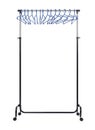 Mobile rack with empty coat hanger, isolated on white background. File contains a path to isolation