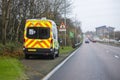 Mobile radar speed safety camera unit parked at the side of a city road