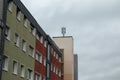 Mobile radio antennas on house roof Bergheim NRW Germany - 12 08 2019 Royalty Free Stock Photo