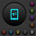 Mobile reading aloud dark push buttons with color icons