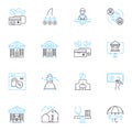 Mobile reality linear icons set. Immersive, Interactive, Virtual, Augmented, Reality, Experience, D line vector and