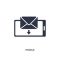mobile receiving email icon on white background. Simple element illustration from communication concept