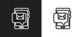 mobile receiving email outline icon in white and black colors. mobile receiving email flat vector icon from communication