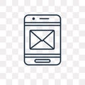 Mobile Receiving Email vector icon isolated on transparent background, linear Mobile Receiving Email transparency concept can be