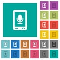 Mobile recording square flat multi colored icons