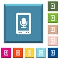 Mobile recording white icons on edged square buttons