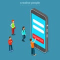 Mobile registration app login password flat isometric vector 3d