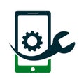 Mobile Repair Logo Design Template,wrench and gear icon smartphone repair Royalty Free Stock Photo
