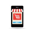 Mobile with and screen buy. Concept online shopping. Royalty Free Stock Photo