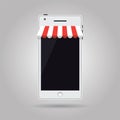 Mobile screen shop. Online shopping concept. Royalty Free Stock Photo
