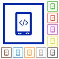 Mobile scripting flat framed icons