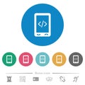 Mobile scripting flat round icons