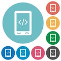 Mobile scripting flat round icons