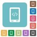 Mobile scripting rounded square flat icons