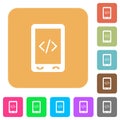 Mobile scripting rounded square flat icons