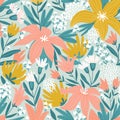 Seamless background with lilies. Floral repeat print. Vector summer bouquet pattern