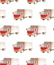 Seamless pattern transport and logistic of lorry truck with red cab and gray bodywork