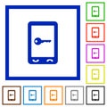 Mobile secure flat framed icons