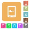 Mobile secure rounded square flat icons