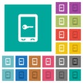 Mobile secure square flat multi colored icons