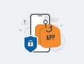Mobile security app spoofing attack risk. Application spoofing interfaces mimic trusted screens trick users into giving Royalty Free Stock Photo