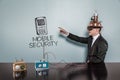 Mobile Security concept with vintage businessman Royalty Free Stock Photo