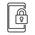 Mobile security icon. Locked phone symbol. Smartphone safety Vector sign. Digital data protection. Royalty Free Stock Photo