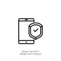 Mobile Security Icon: Smartphone Protected by Shield Royalty Free Stock Photo
