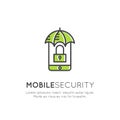 Mobile Security, Secure Access to a Device using code, finger print scan, touch ID, Password Royalty Free Stock Photo