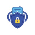 Mobile Security Shield with Padlock Royalty Free Stock Photo