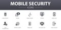 Mobile security simple concept icons set