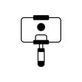 Mobile selfie stick Glyph Vector Icon that can easily edit or modify.