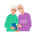 mobile seniors using phone vector