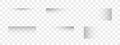 Set of Vector Realistic Rectangular Shadow Effects on Transparent Background. Realistic Shadow Overlay