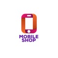 Mobile shop logo template with phone