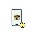 mobile, shopping, dollar line icon. Elements of black friday and sales icon. Premium quality graphic design icon. Can be used for Royalty Free Stock Photo