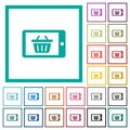 Mobile shopping flat color icons with quadrant frames Royalty Free Stock Photo