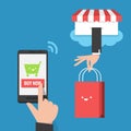 Mobile shopping flat design