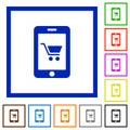 Mobile shopping flat framed icons Royalty Free Stock Photo
