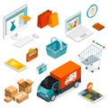 Mobile Shopping Icon Set Royalty Free Stock Photo