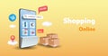 Mobile shopping online background. Modern shopping platform concept