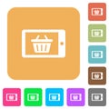 Mobile shopping rounded square flat icons Royalty Free Stock Photo