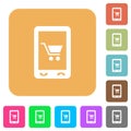 Mobile shopping rounded square flat icons Royalty Free Stock Photo