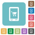 Mobile shopping rounded square flat icons Royalty Free Stock Photo