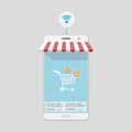 Mobile Shopping on Smartphone screen. Royalty Free Stock Photo